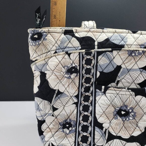 Vera Bradley Retired Shoulder Bag Camellia Cream Tan Blue Black Zipper Tote - Picture 12 of 14